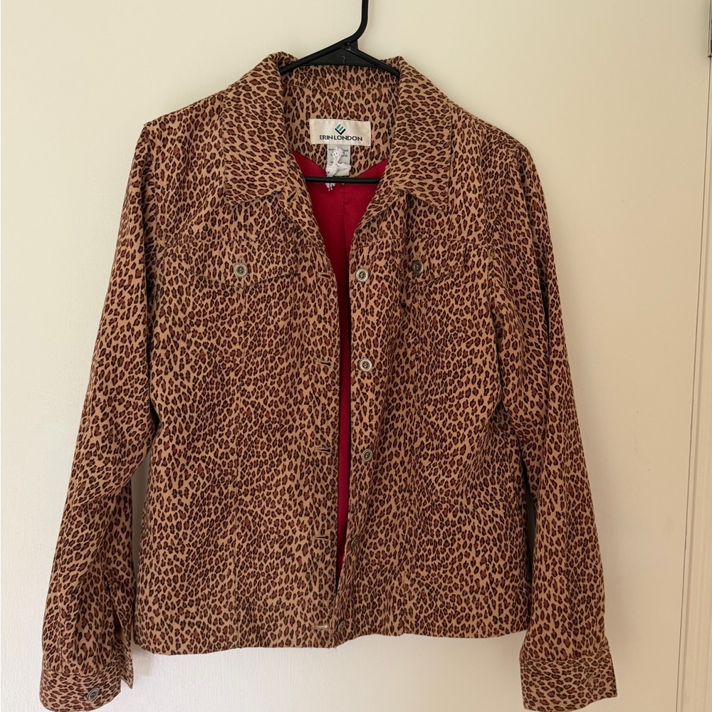 Vintage Erin London Brown Leopard Print Jacket
